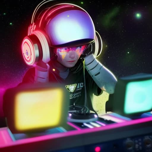 киборг dj  в шлеме в голактике