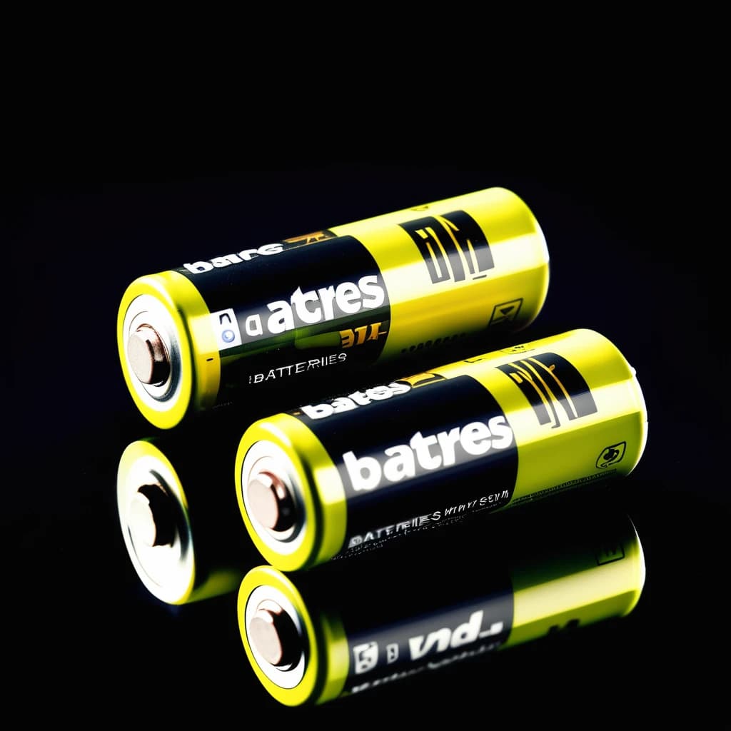 three batteries on a black background