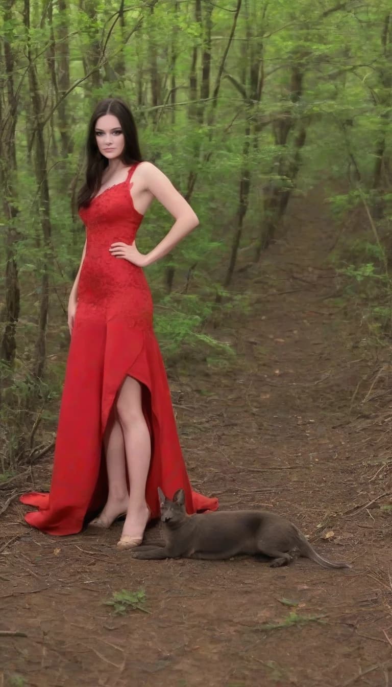 man with a brunette woman in red dress,red butterfly, in forest, pink rays of light, silver scrolls, red butterflies