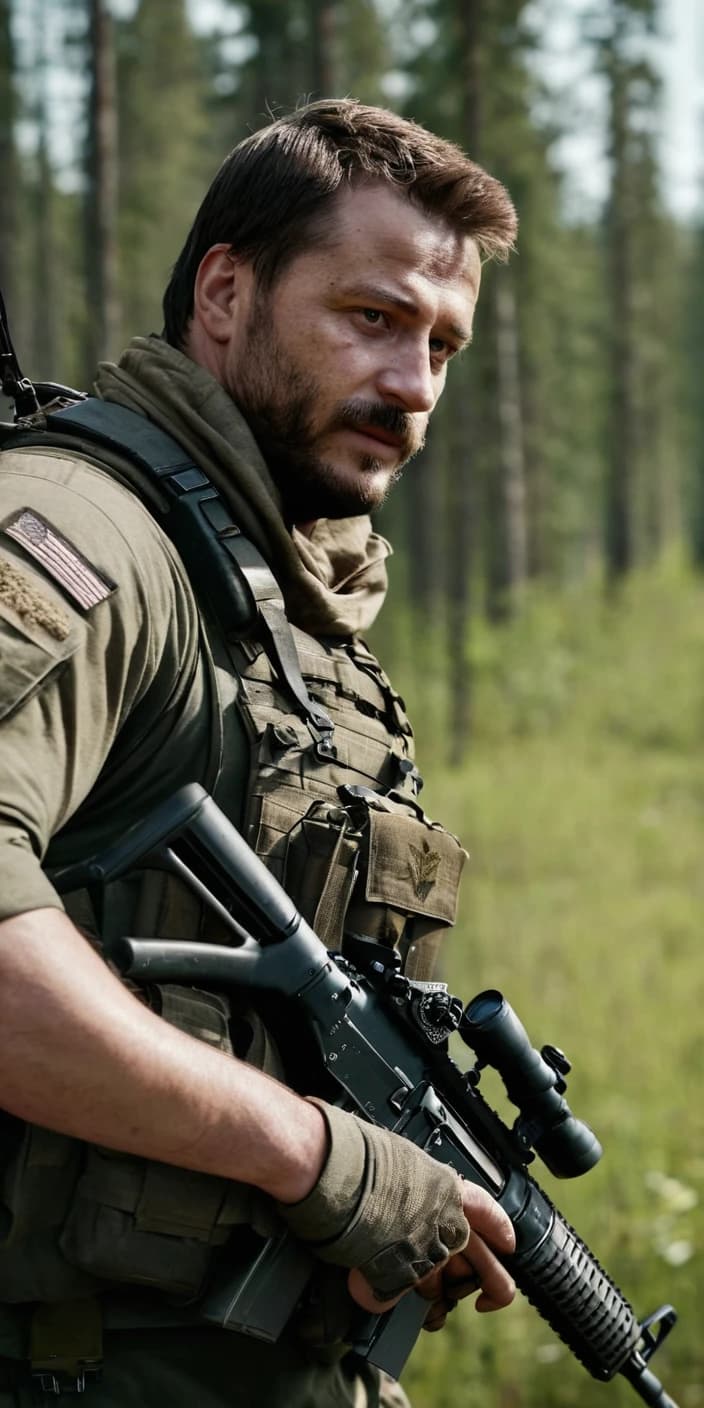 боец частной военной компании BEAR из игры Escape from Tarkov с шрамом в виде улыбки