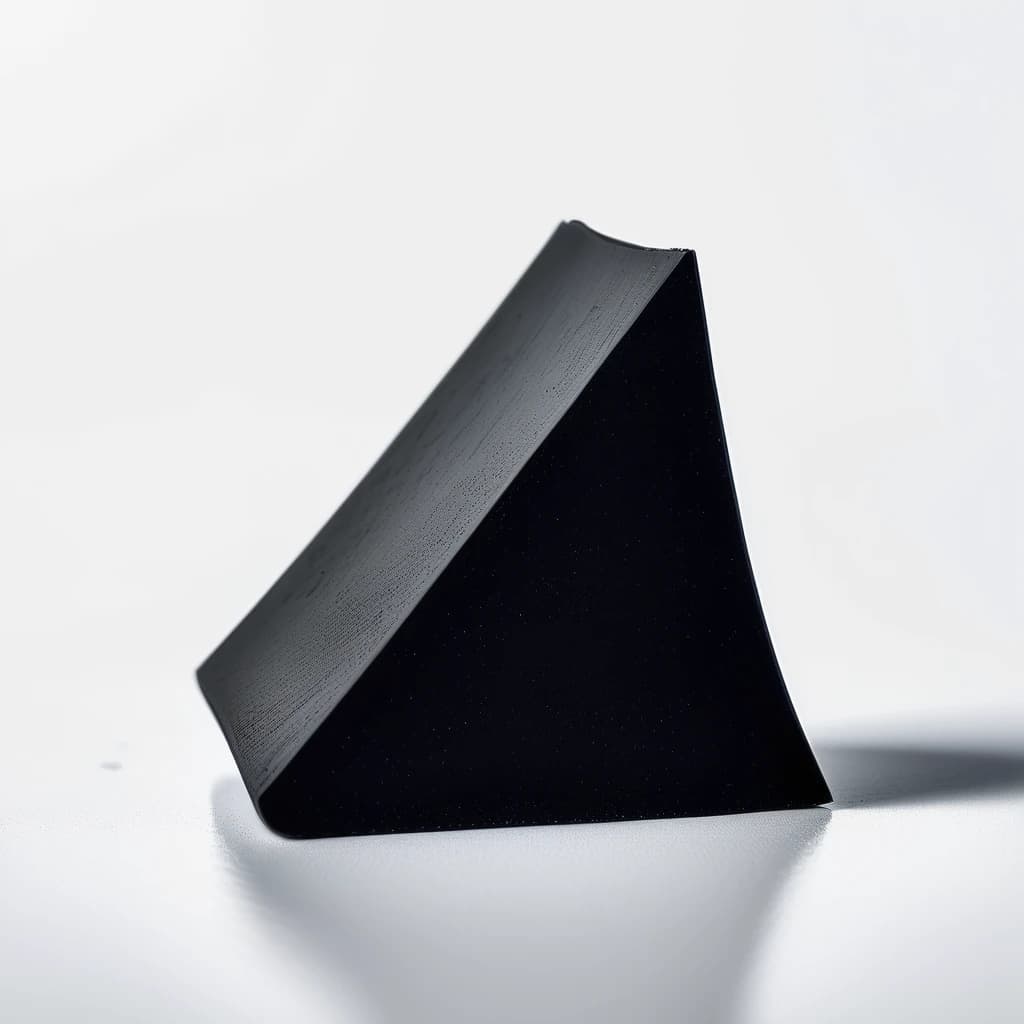a black piece of rubber on a white background