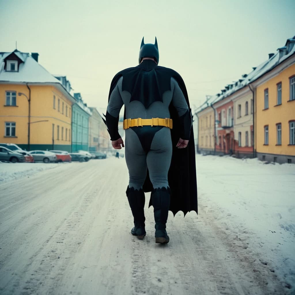 Fat batman walk around the Omsk