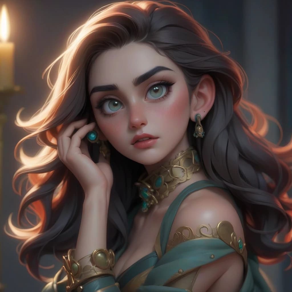 A stunning young woman standing next to you hands you a book, showing off its bright cover against a backdrop of expressive brushstrokes and warm photorealistic lighting that conveys the soft glow of ambient lighting in a darkened setting with an emphasis on colorful and bright lighting.