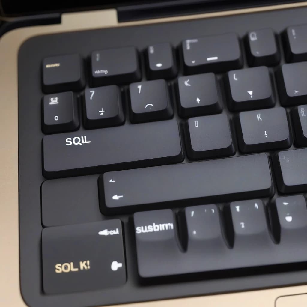 клавиатура mackbook с надписью "SQL" на клавише enter