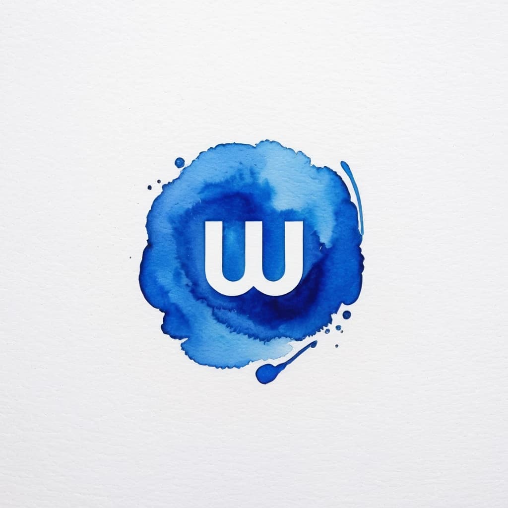 Blue logo on a white background | Watercolor paints | UuU Studio | Best Quality