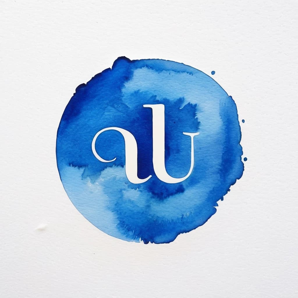 Blue logo on a white background | Watercolor paints | UuU Studio | Best Quality