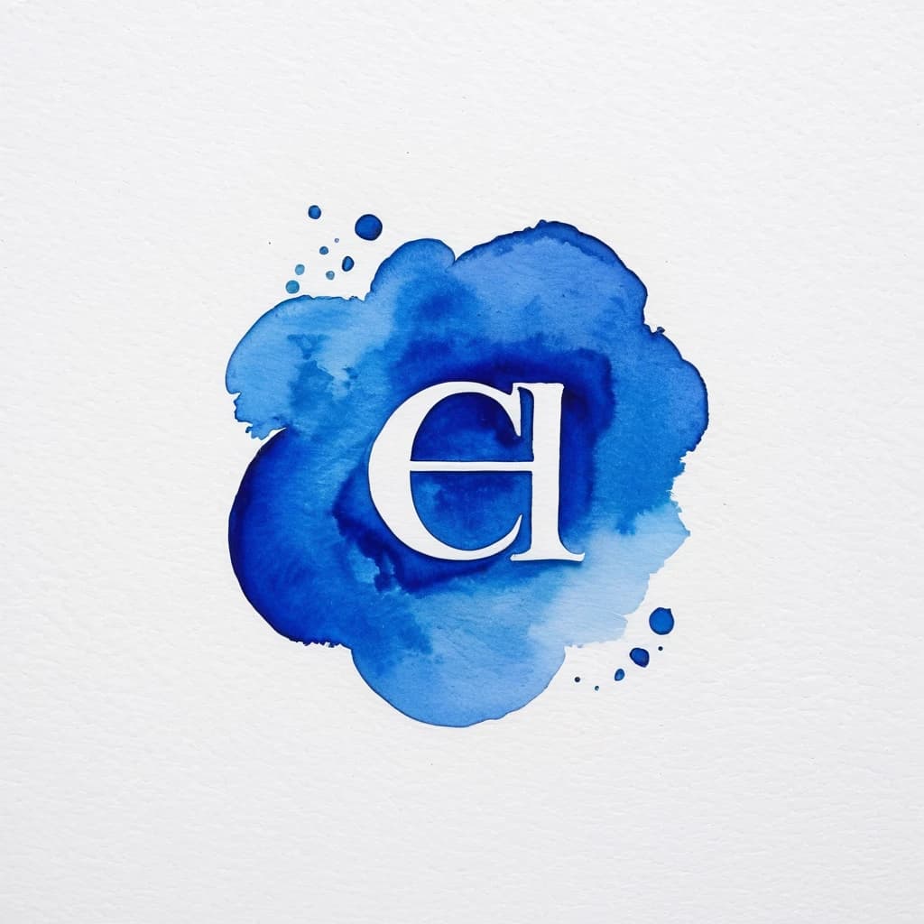 Blue logo on a white background | Watercolor paints | UuU Studio | Best Quality