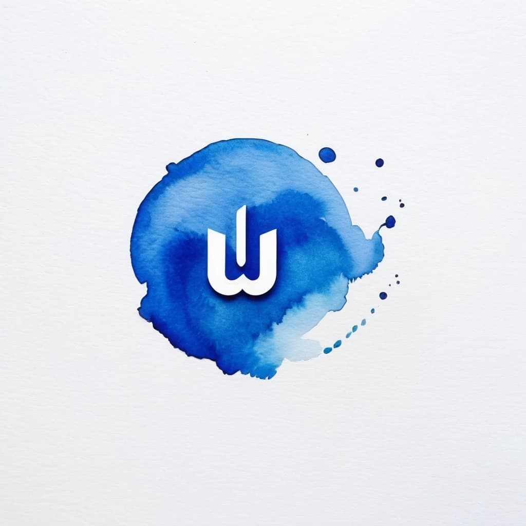Blue logo on a white background | Watercolor paints | UuU Studio | Best Quality