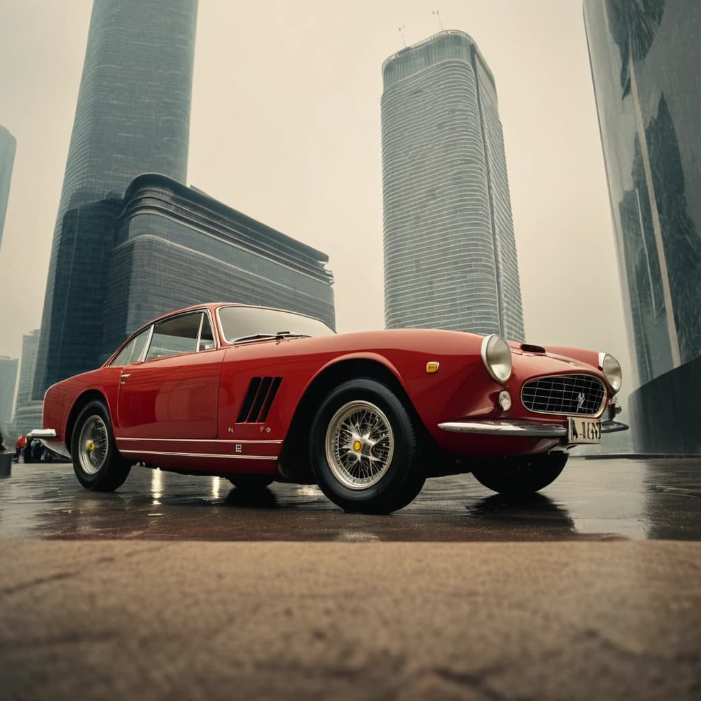 Ferrari 250 GT Lusso falling from skyscraper