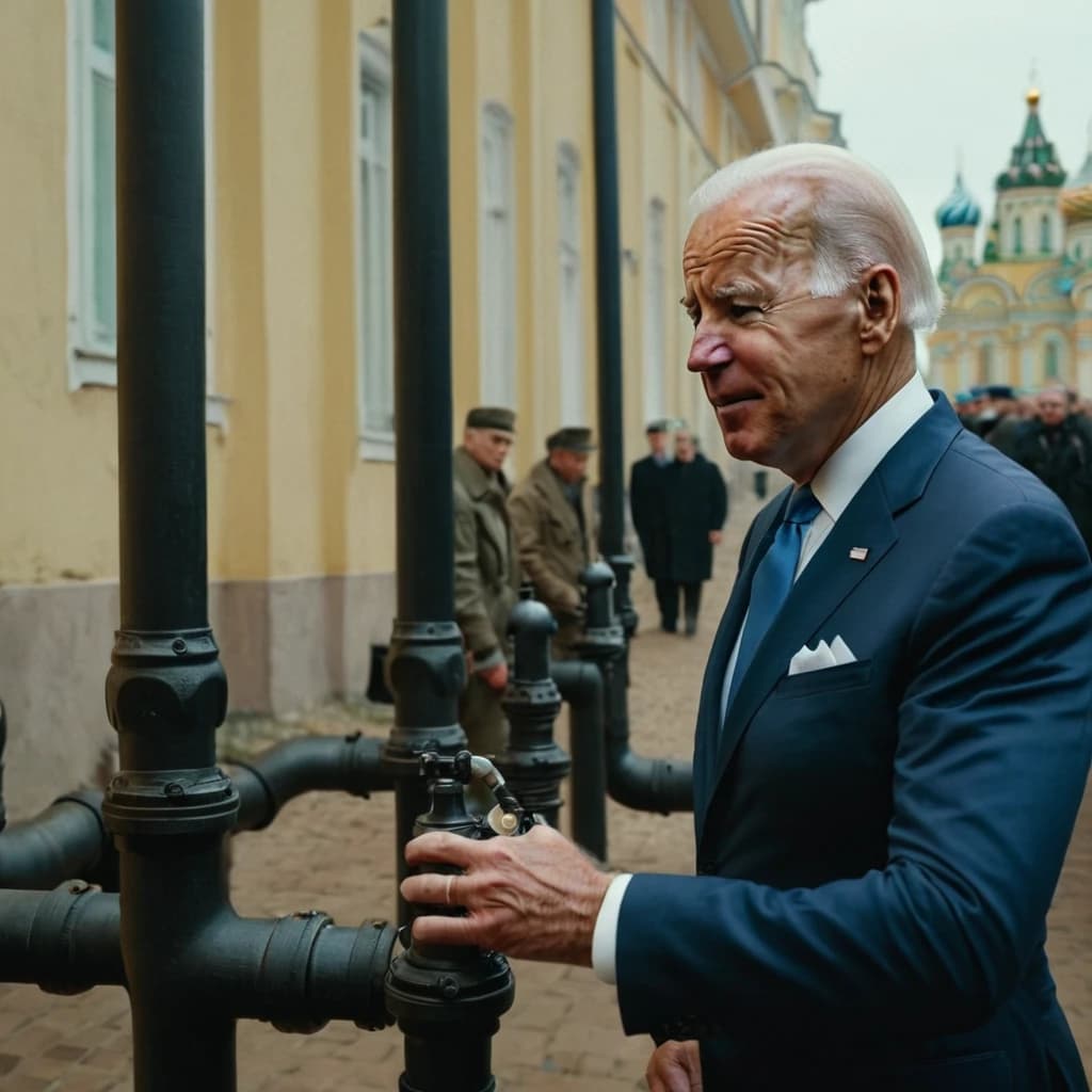 Joe Biden breaks pipes in Russia