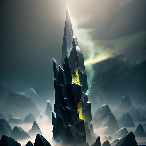 Черный осколок камня, на черно-зелёном фоне. Для игры Dnd.