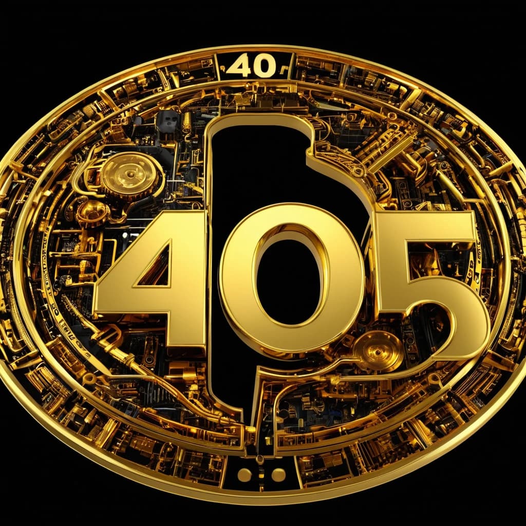 3д надпись "40" золотого цвета, на черном фоне