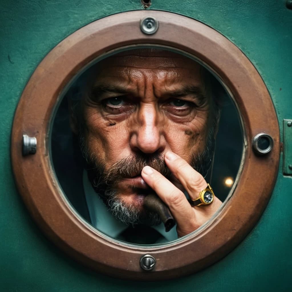 Big Boss from MGS smokes a cigar through the peephole