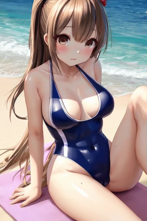 japanese hot girl wear swimsuit on beach