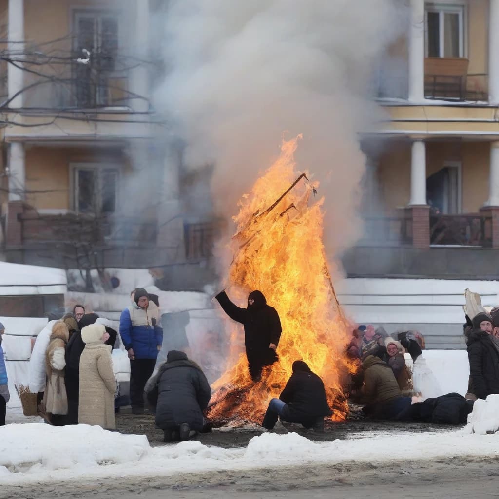 people burn the Maslenitsa effigy