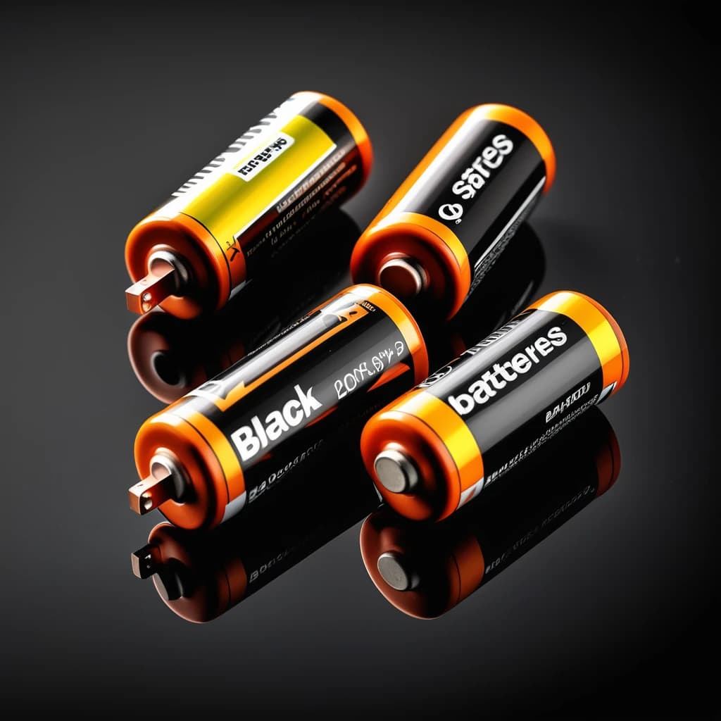 three batteries on a black background