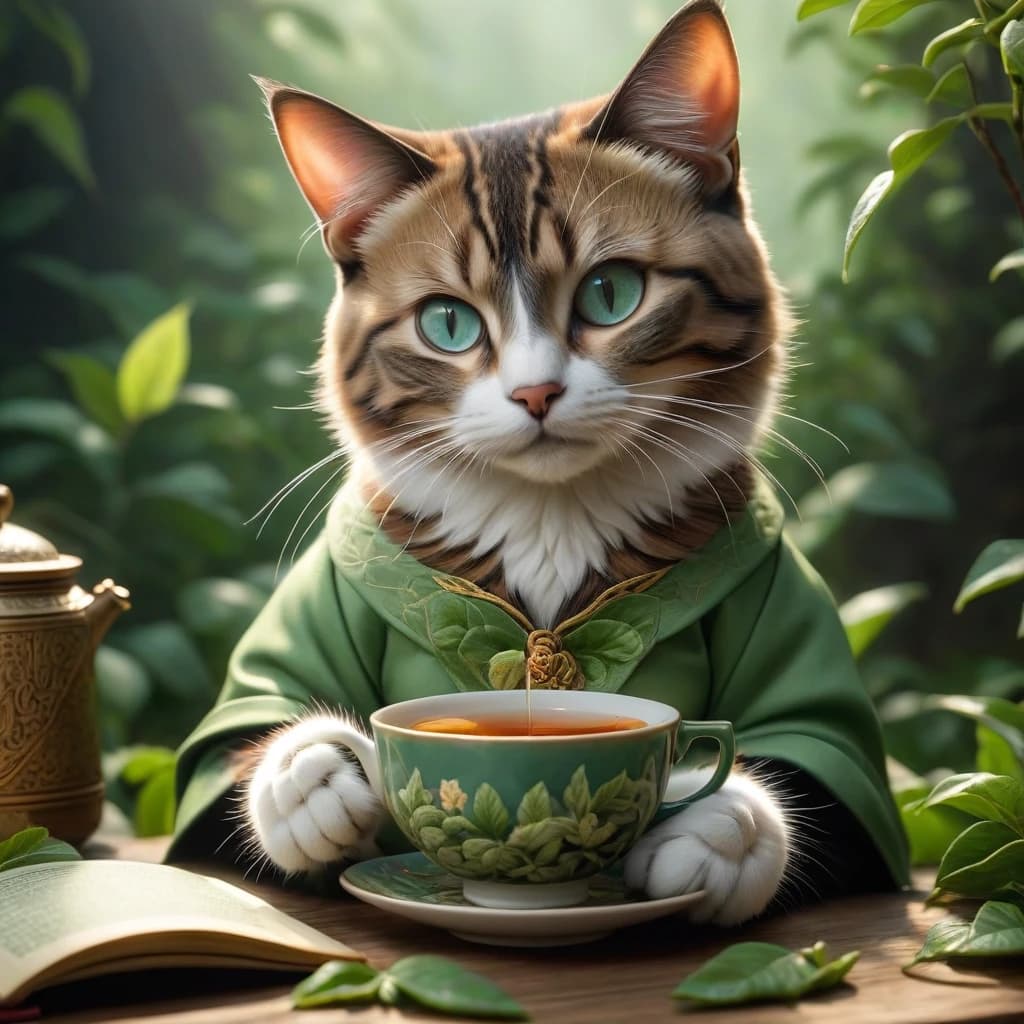 кот гадает на кофейной гуще