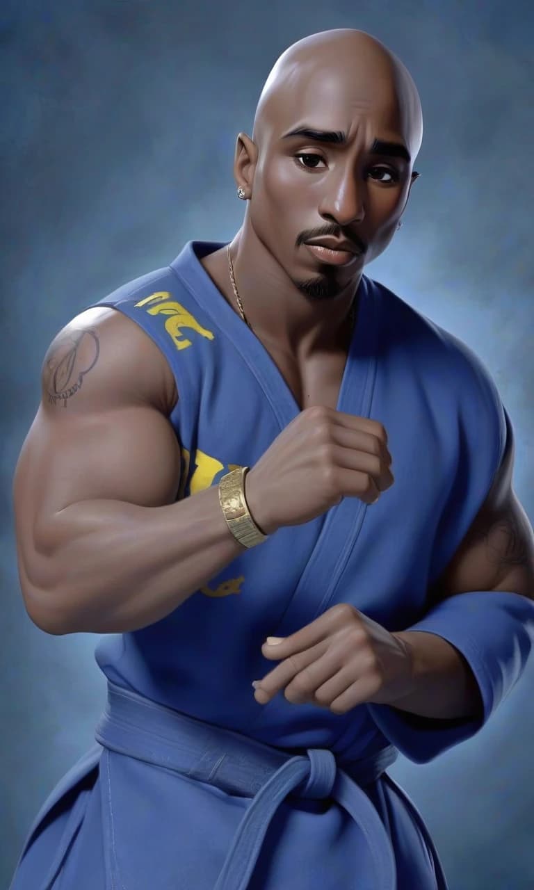 2pac в синем Дзюдоги   с черным поясом дзюдо на фоне москвы