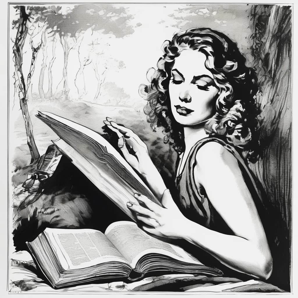 portrait of book black and white artwork by Heinrich Kley