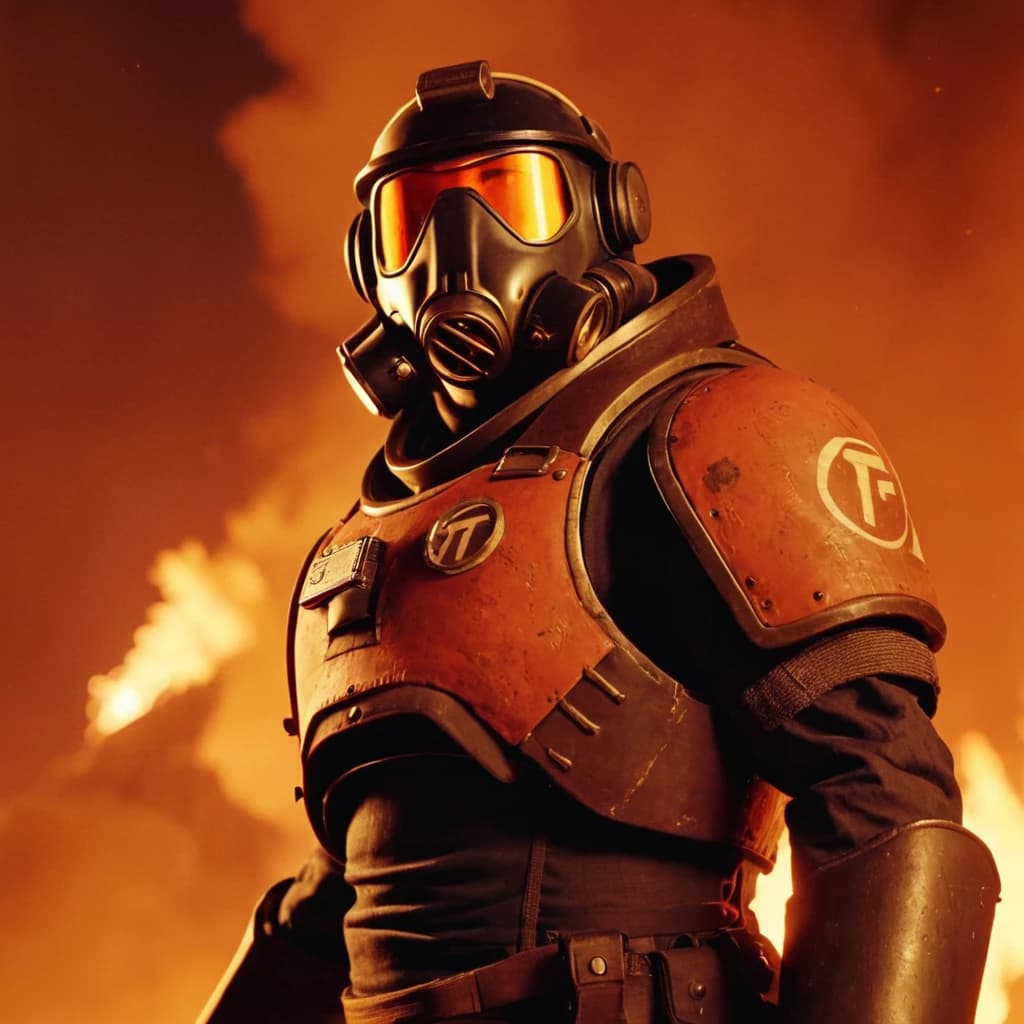 pyro из tf2 в броне doom в полный рост