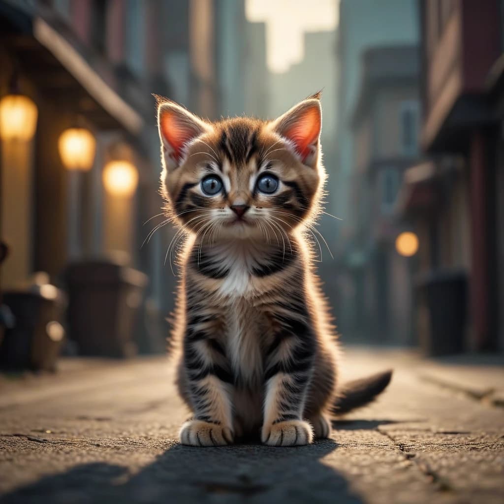 котенок раскинул лапки