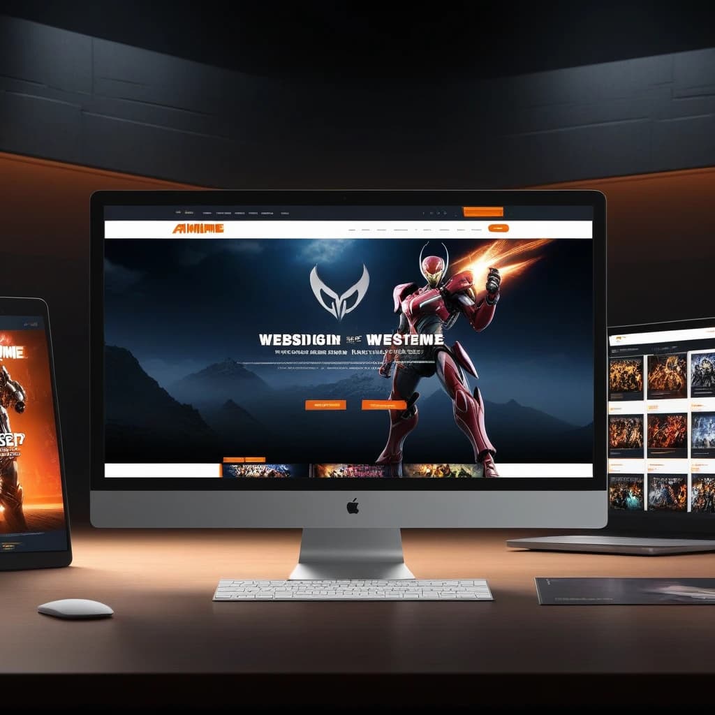 webdesign for high quality anime website. The home page has a full screen
