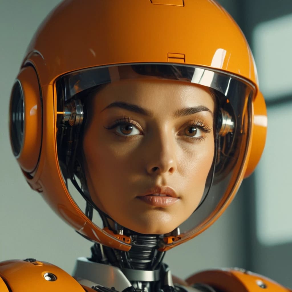 Orange is a robot, high detail, non-humanoid, full height, sci-fi style, in different projections