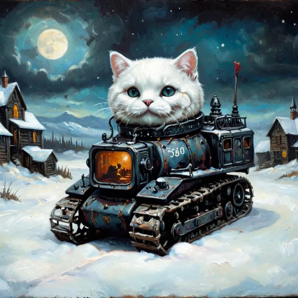 кот в снегу