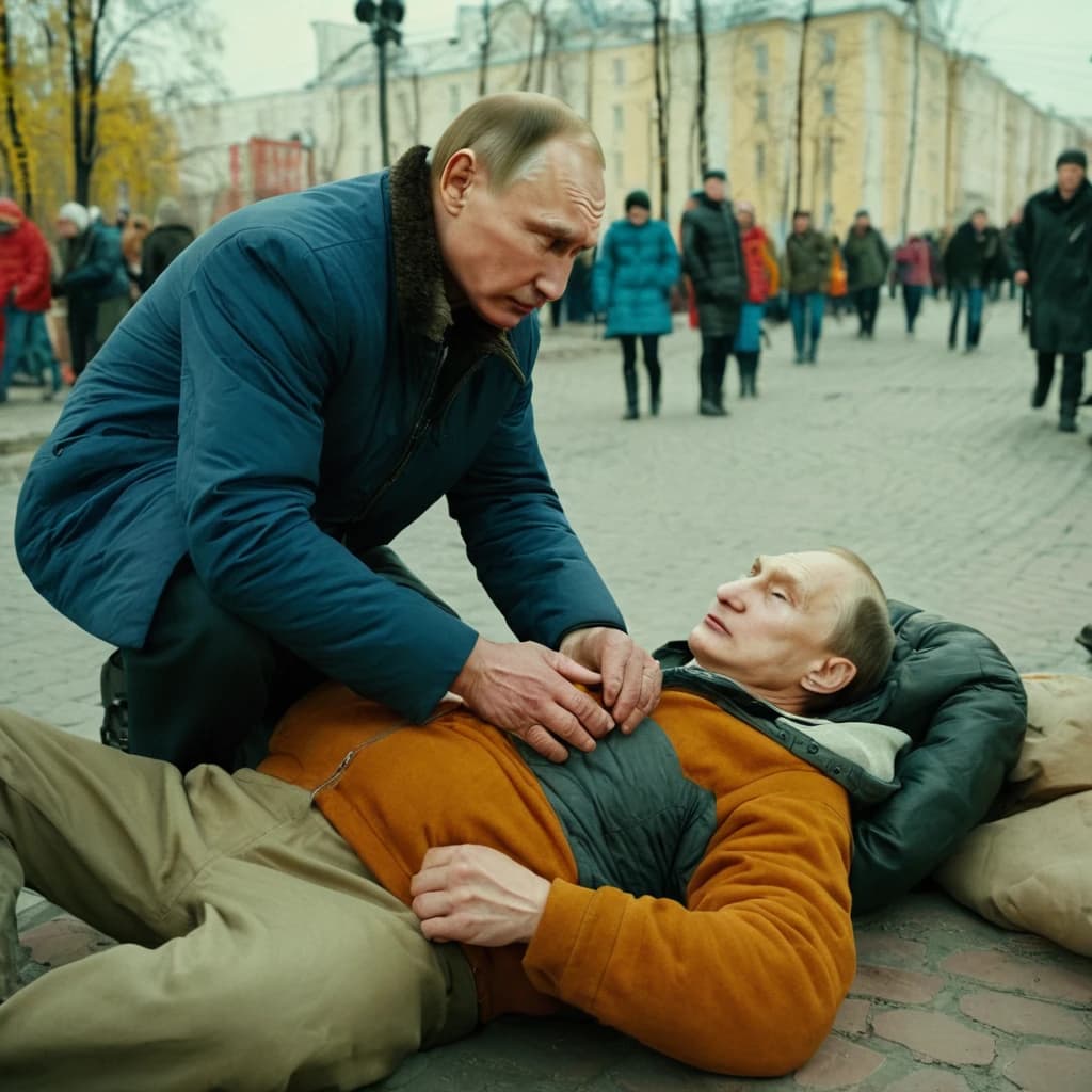 Putin fights with homeless people in Saratov