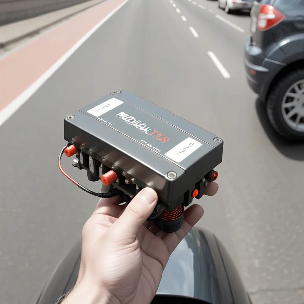 Modulator size 12cm into the car on road