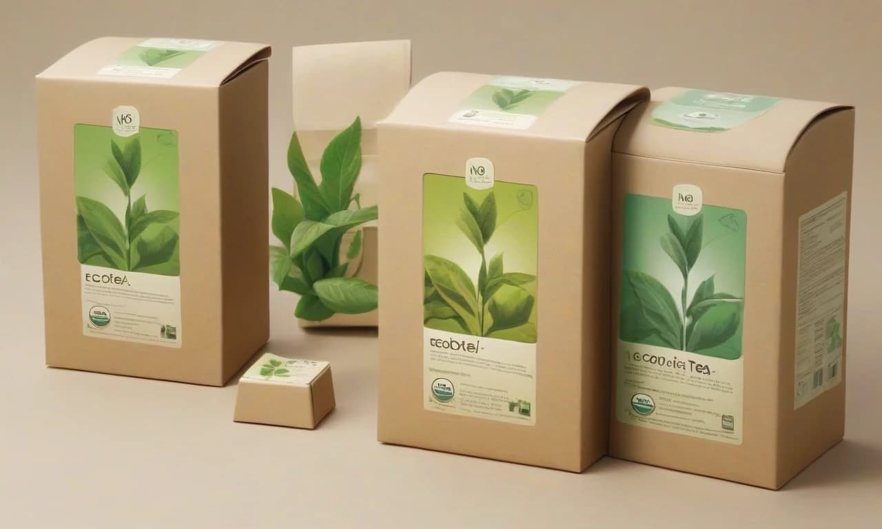 Задание: разработать дизайн упаковки для нового органического чая "EcoTea".

Цель упаковки: привлечь внимание покупателей на полке супермаркета, подчеркнув экологичность и натуральность продукта.
Материалы упаковки: перерабатываемый картон.
Основные элементы: название бренда "EcoTea", изображение чайных листьев, значок "100% органический продукт", логотип "Без ГМО".
Цветовая палитра: натуральные тона, предпочтительно зелёный и бежевый.
Формат: дизайн в PDF с учетом размеров 200х150х50 мм.
Дополнительно: убедитесь, что текст и изображения легко читаются и видны на расстоянии.