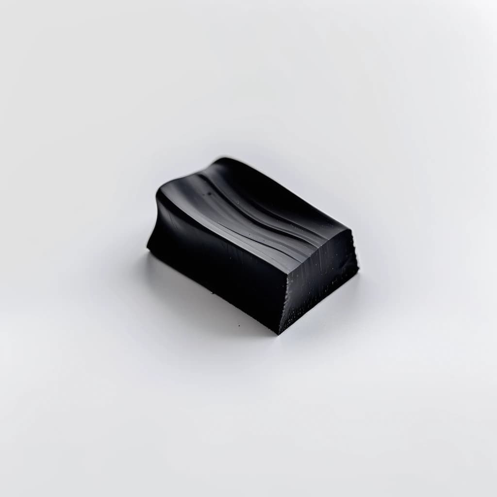 a black piece of rubber on a white background