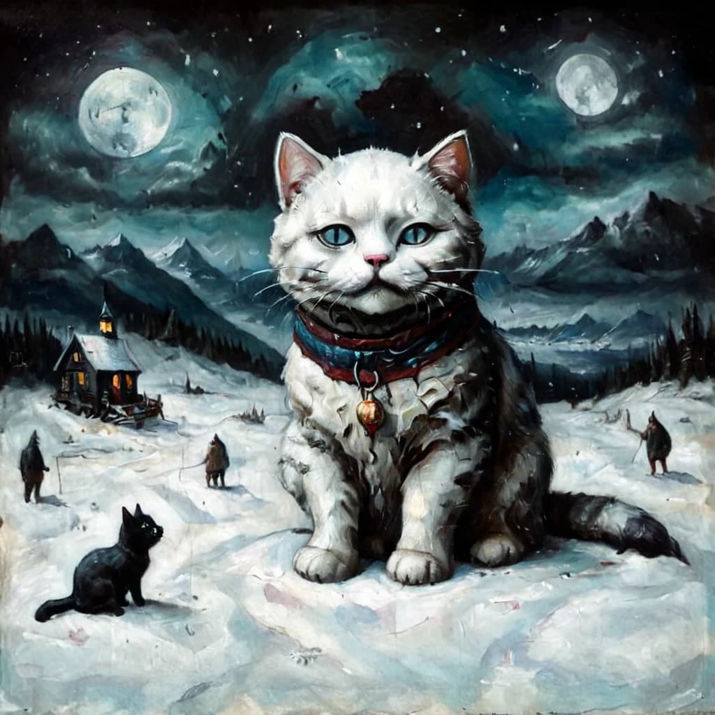 кот в снегу