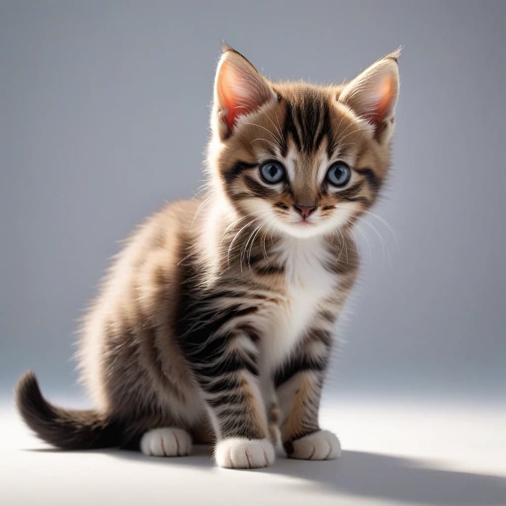 котенок обнимает на белом фоне