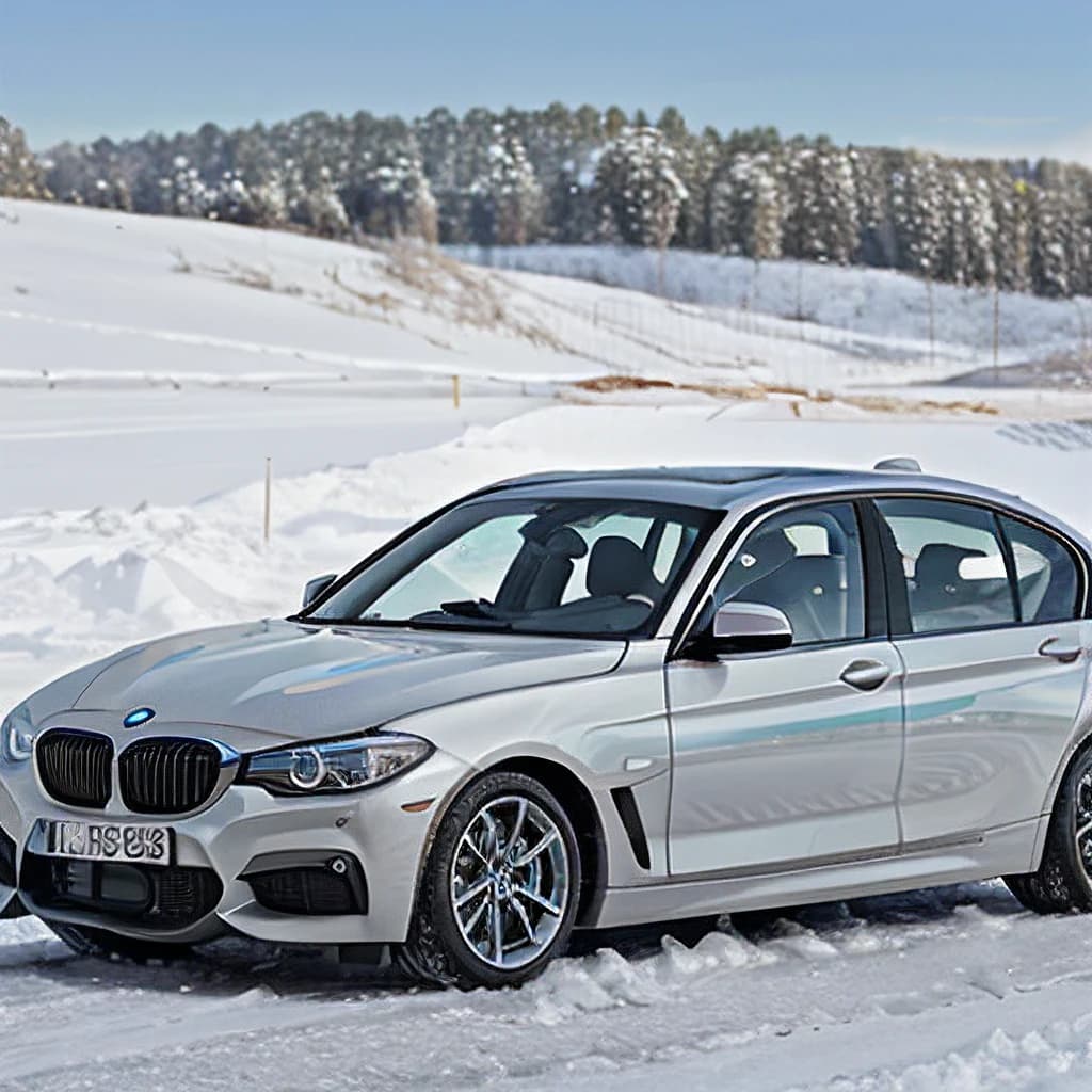 машину bmw занесло на повороте на снегу
