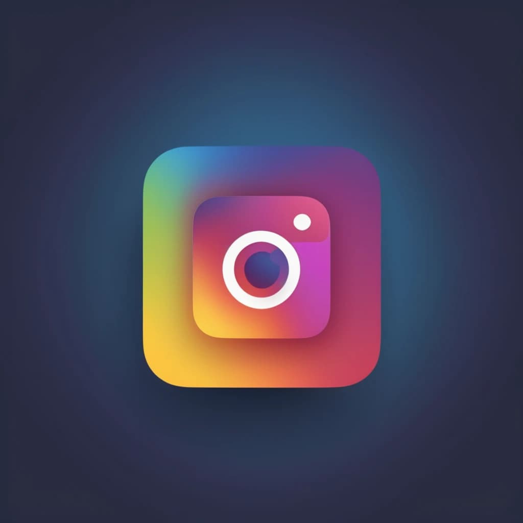 Generate a logo featuring an Instagram icon adorned with a radiant smile, capturing the essence of creativity and innovation inherent to the platform. Ensure the design reflects Instagram's vibrant style with bold colors while emphasizing the indispensable presence of a smile on the Instagram logo