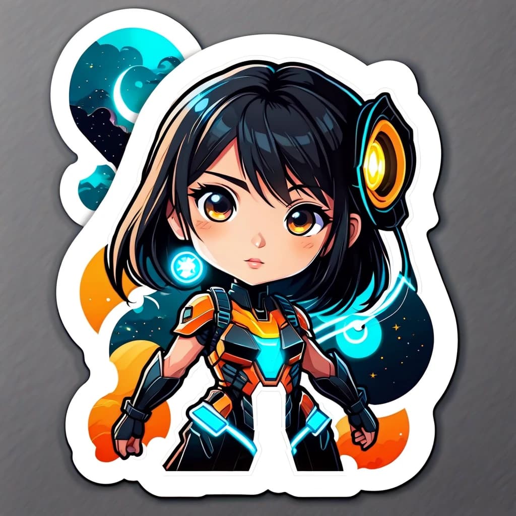 (sticker:1.5), cartoon style, car glowing headlights