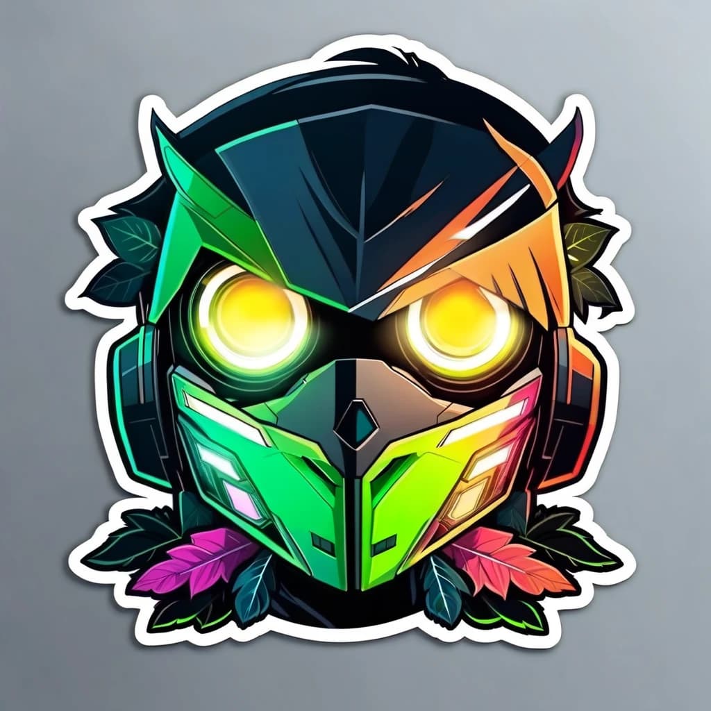 (sticker:1.5), cartoon style, car glowing headlights