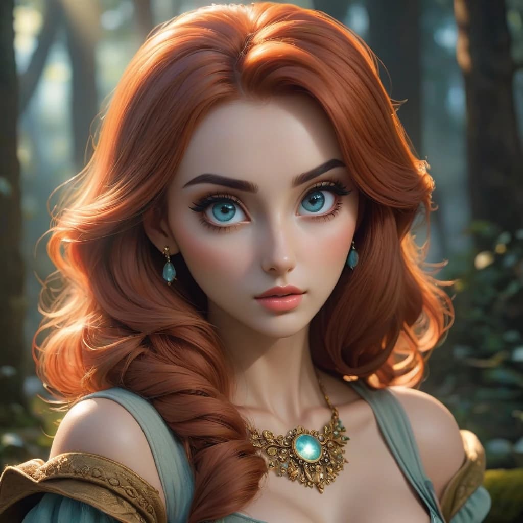 (Masterpiece, acrylic painting: 1.7). Girl reen_haired. (((( retro), enchanted), unearthly)), magical, high fantasy, waist up, perfect eyes, huge eyes, kawaii eyes, gaze, fstop, depth of field, cinematic lighting, best illumination, cinematic, 18 years old, cute, fit, stunning, dazzling, atmospheric, vibrant,  4k, HDR