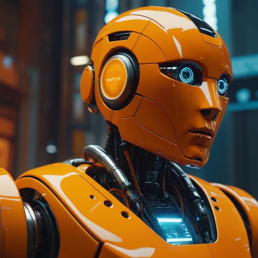 апельсин-робот, высокая детализация, полный рост, sci-fi, в разных проекциях, не гуманоид