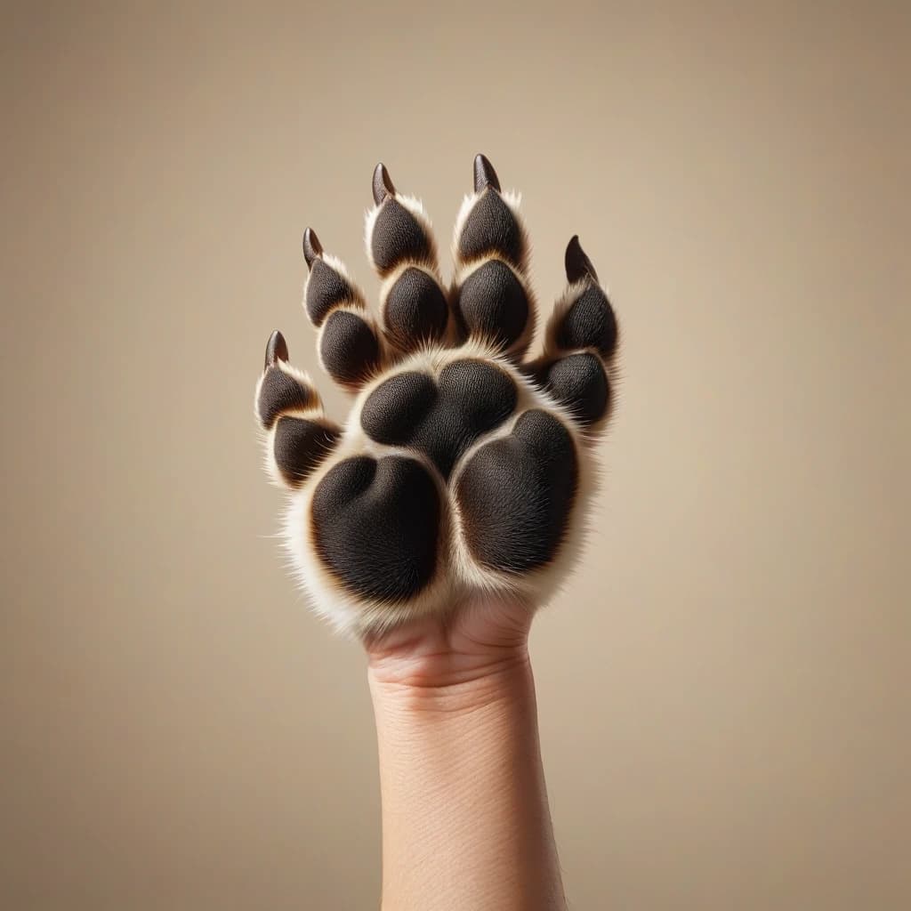 лапа котенка на бежевом фоне