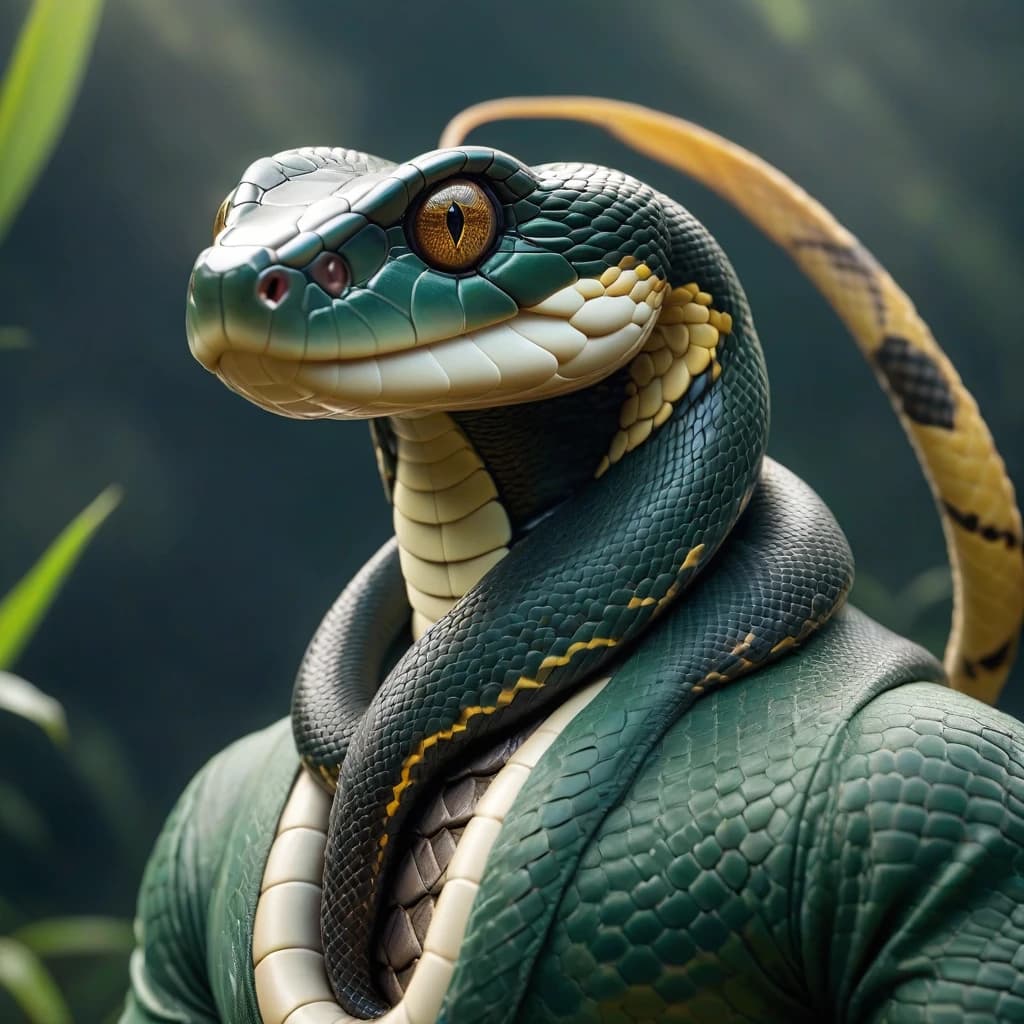 high quality photorealistic image, snake polo
