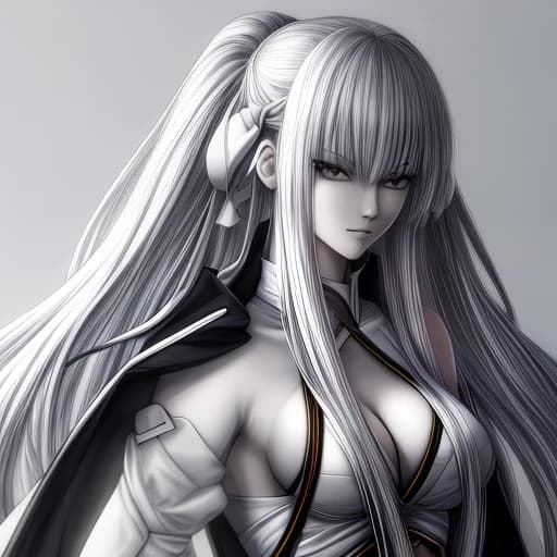 Девушка с белыми волосами c голубыми кончиками по плечи solo leveling