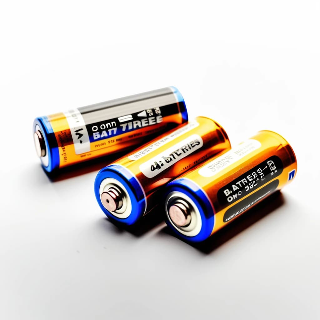 three batteries on a white background