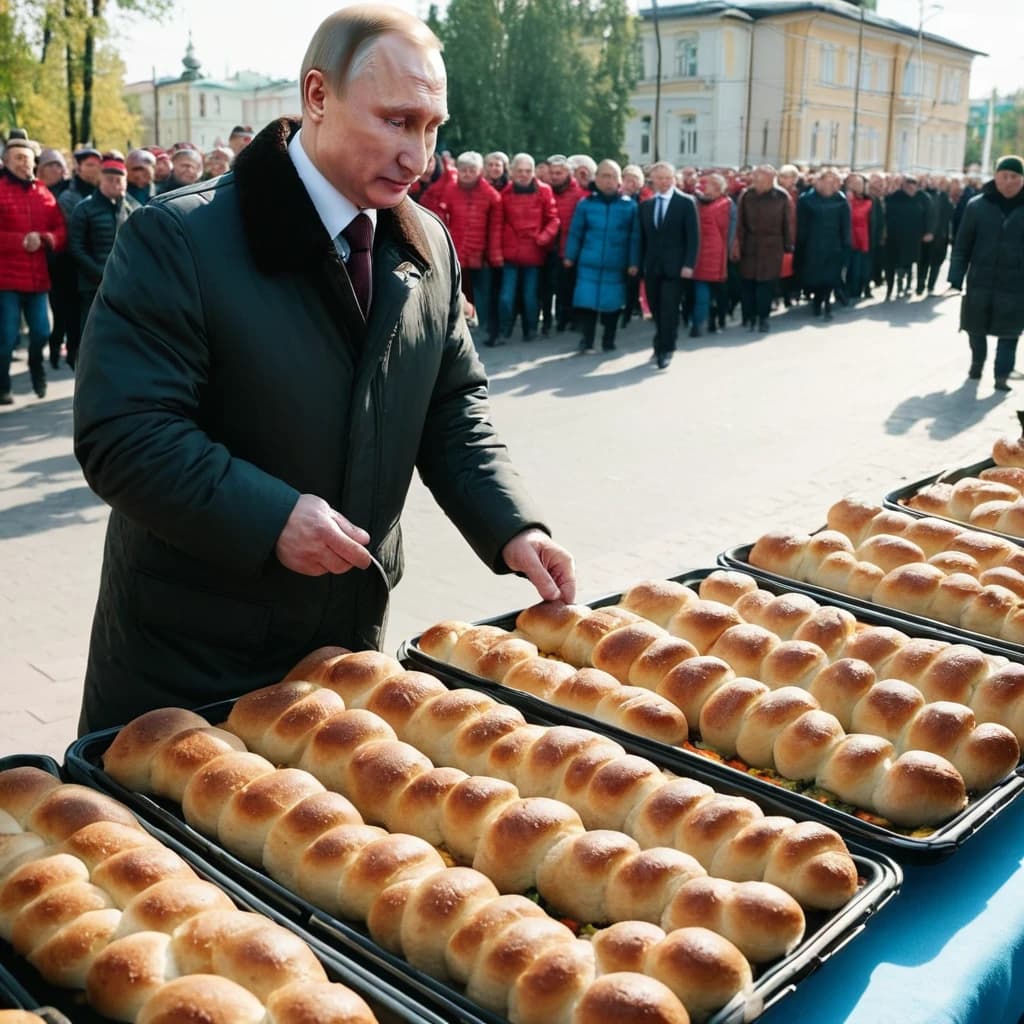 Putin distributes kibabs on the streets of Saratov