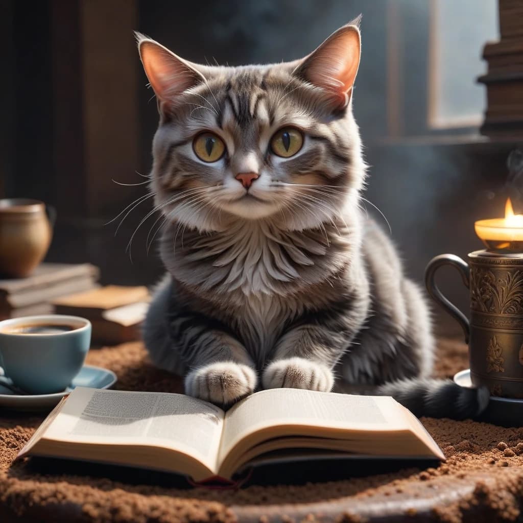 кот гадает на кофейно гуще