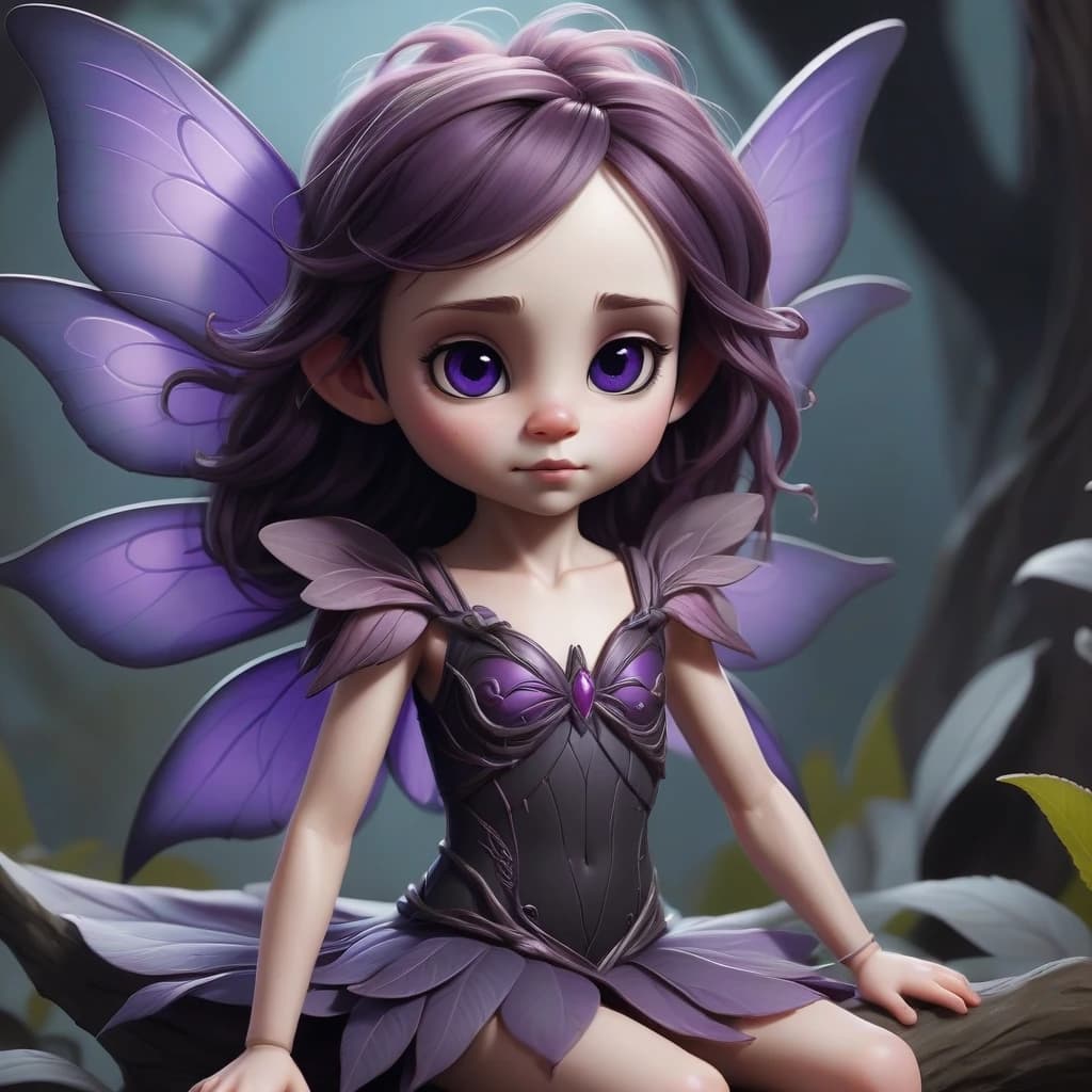 Dark willow is a little fairy with purple wings