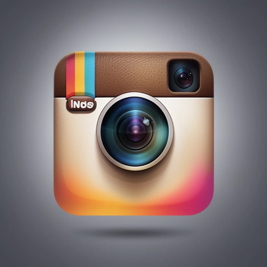 Generate a logo featuring an Instagram icon adorned with a radiant smile, capturing the essence of creativity and innovation inherent to the platform. Ensure the design reflects Instagram's vibrant style with bold colors while emphasizing the indispensable presence of a smile on the Instagram logo