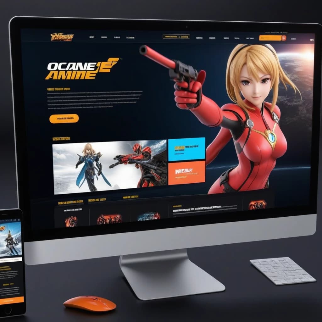 webdesign for high quality anime website. The home page has a full screen