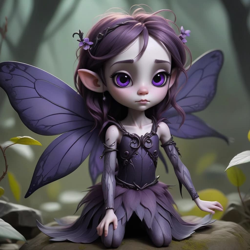 Dark willow is a small gloomy fairy with purple wings